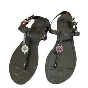 Coach Pansy‎ Sandals Thong T-Strap Black Jelly A0925 Women's Size 6
